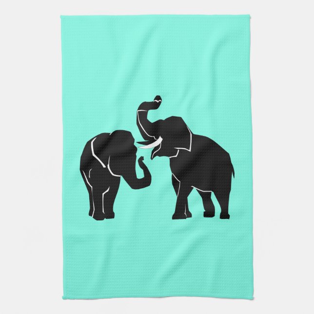 Ett par Elephant Kitchen Towel - Välj Färg Kökshandduk (Vertikal)