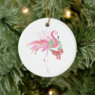 Ett par första jul-prydnadsföremål Rosa Flamingo Julgransprydnad Keramik