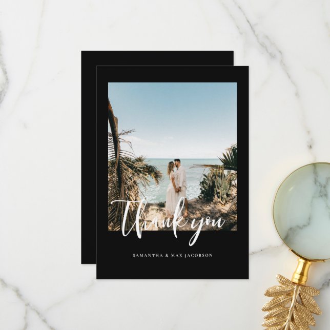 Ett par foto Bröllop Black Tack Kort (Fram/Back In Situ)