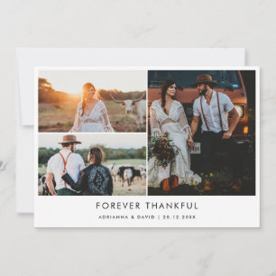 Ett par foto Bröllop Forever Thankful Typography Tack Kort