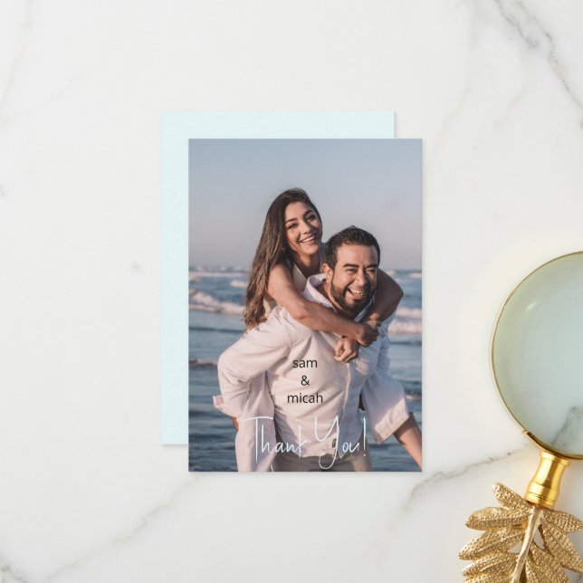 Ett par foto Bröllop Ice Blue Blank Tack Kort (Fram/Back In Situ)