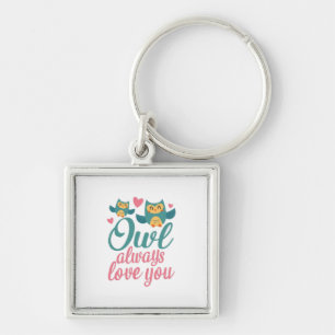 Ett par Gift Uggla Alltid Kärlek You Fyrkantig Silverfärgad Nyckelring