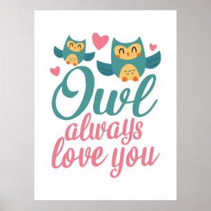 Ett par Gift Uggla Alltid Kärlek You Poster