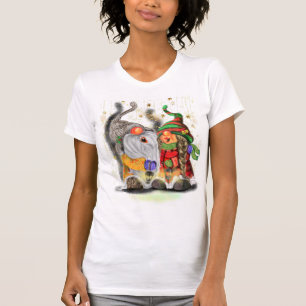 Ett par Gnomes sjunger Lycklig jul Sång - Roligt T Shirt