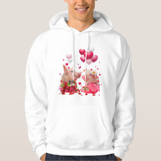 Ett par Gris Kärlek Hearts Balloons Valentines day Hoodie