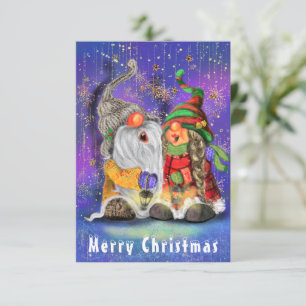 Ett par Huggade Gnomes Singing Lycklig jul Sång