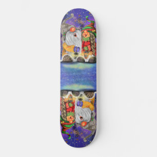 Ett par Huggade Gnomes Singing Lycklig jul Sång Mini Skateboard Bräda 18,5 Cm