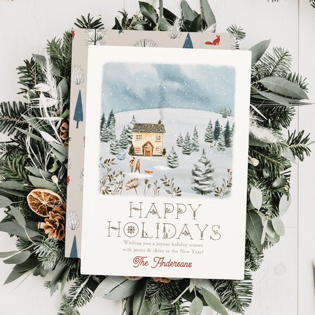 Ett par Hund Snowy Backe Winterscape-jul Julkort (Skapare uppladdad)