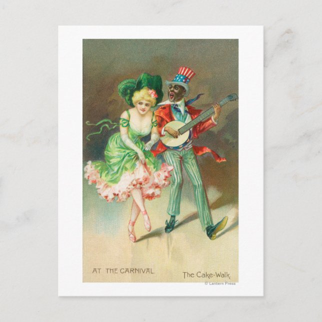 Ett par i Costume som gjorde Cake-Walk Vykort (Framsida)