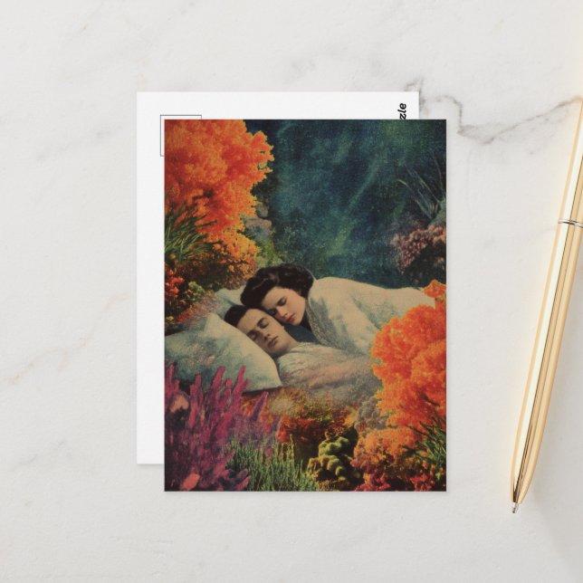 Ett par i ett undervattensstrum i sovrum vykort (Fram/Back In Situ)