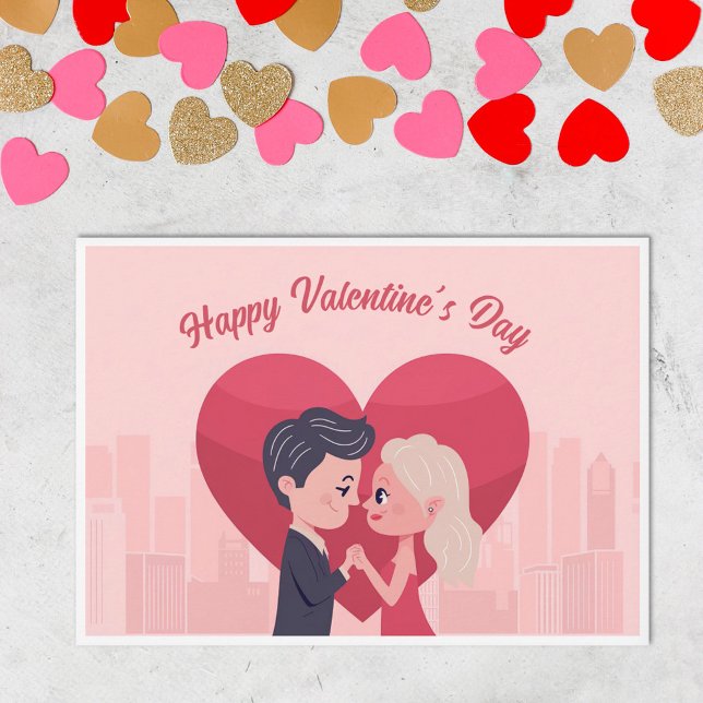 Ett par i Kärlek - Alla hjärtans dagskort Julkort (Couple in Love - Valentine's Day Card)