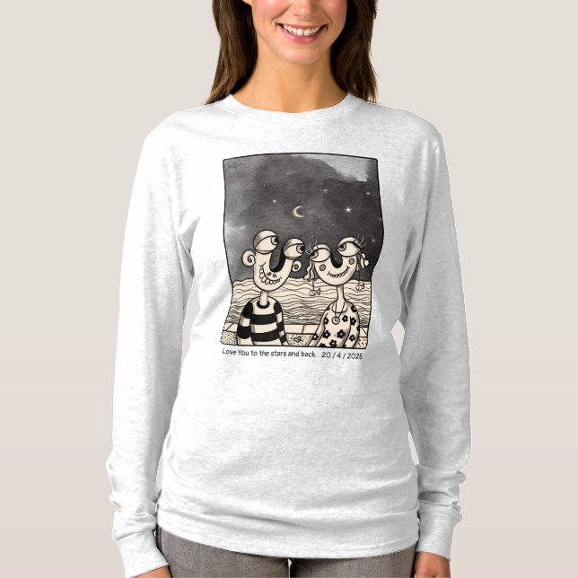 Ett par i kärlek bläck Teckning Anpassningsbar T Shirt (Framsida)