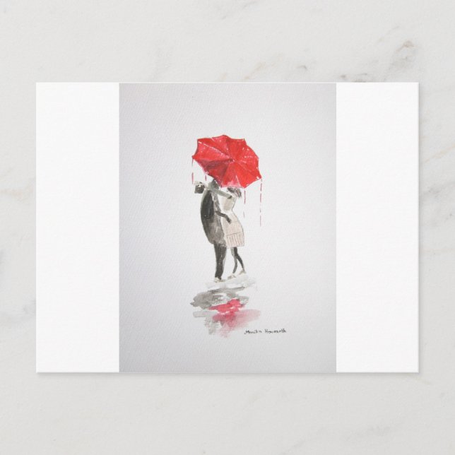 Ett par i kärlek kyssar vykort (Framsida)