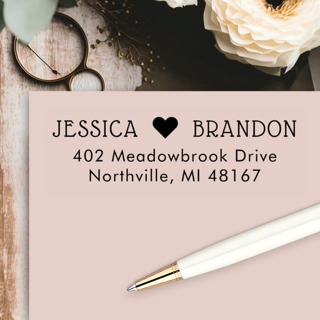 Ett par i Kärlek Monogram Heart-Returadressen Självfärgande Stämpel (Skapare uppladdad)