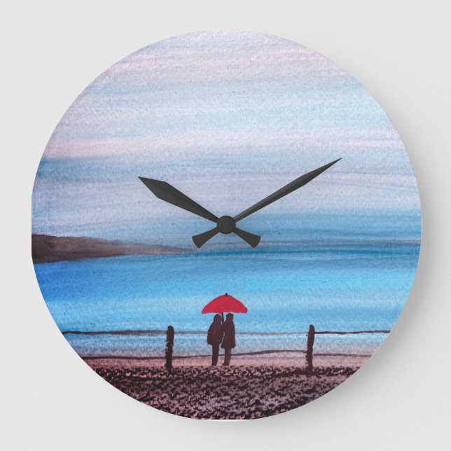 Ett par i kärlek-paraplyet Bröllop-årsdagen Stor Klocka (Framsida)