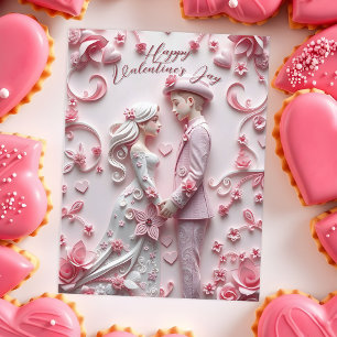 Ett par i Kärlek Romantic Rosa Valentine Day Vykort