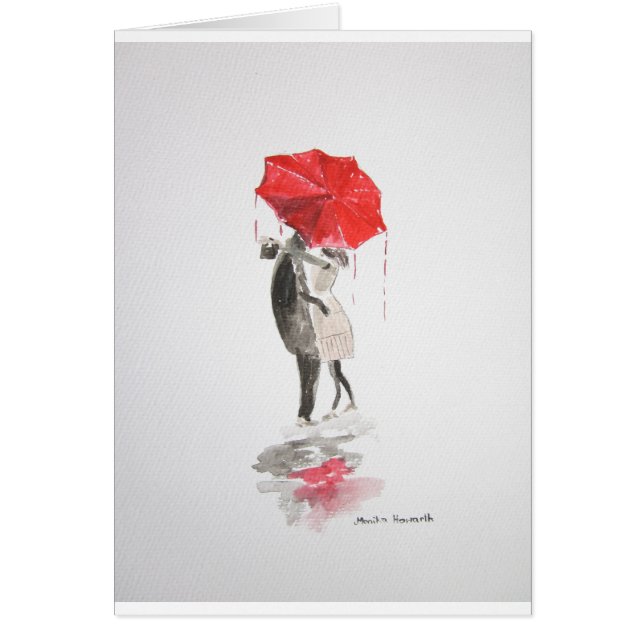 Ett par i kärlek som kysser Alla hjärtans dag vint Hälsningskort (Framsidan)