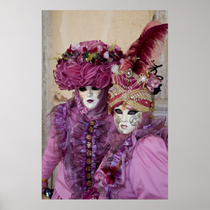 Ett par i karnival Costume, Venedig Poster