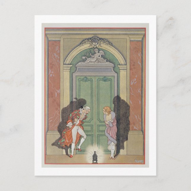 Ett par i ljuset från ljus, illustration från 'Les Vykort (Framsida)