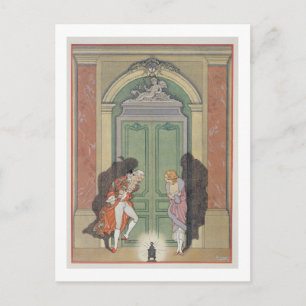 Ett par i ljuset från ljus, illustration från 'Les Vykort