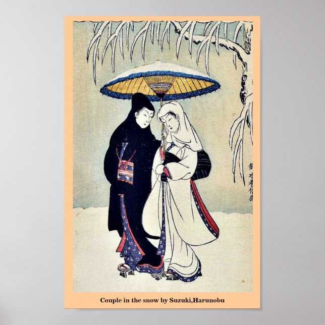 Ett par i snö av Suzuki,Harunobu Poster (Framsidan)