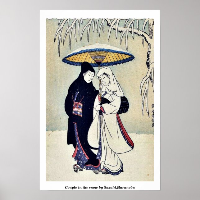 Ett par i snö av Suzuki,Harunobu Poster (Framsidan)
