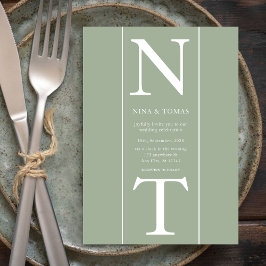 Ett par inledande Namn l Clean Sage Grönt Bröllop Inbjudningar