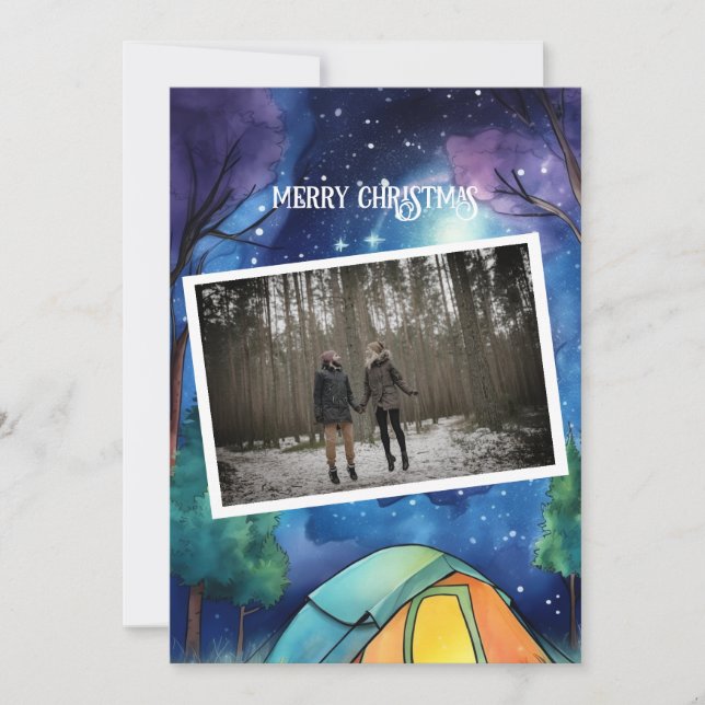 Ett par julfoto för BrightStor Winter Camping Julkort (Framsida)