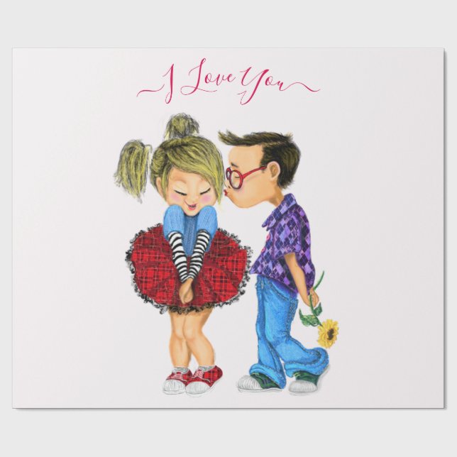 Ett par Kärlek Gift Wrapping Papper - jag Kärlek Y Presentpapper (Platt)