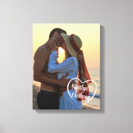 Ett par Kärlek Heart Photo Namn Canvastryck