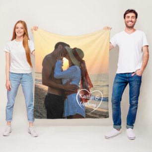 Ett par Kärlek Heart Photo Namn Fleecefilt