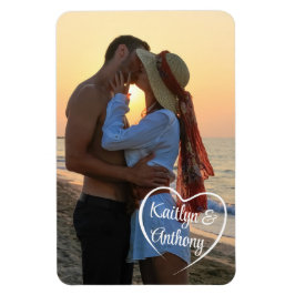 Ett par Kärlek Heart Photo Namn Magnet