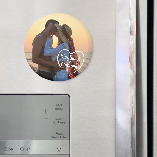 Ett par Kärlek Heart Photo Namn Magnet (In Situ (Fridge))
