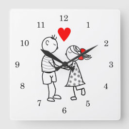 Ett par Kärlek-väggklossar Fyrkantig Klocka