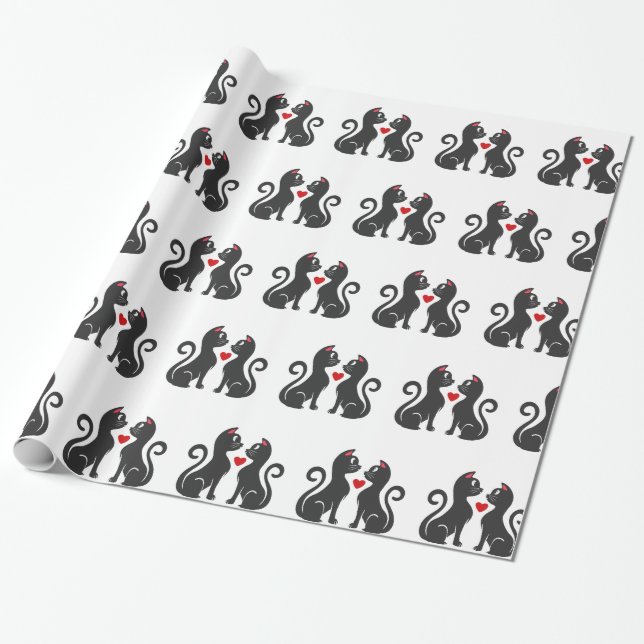 Ett par kattfall i kärlek - Välj bakgrund färg Presentpapper (Utrullad)