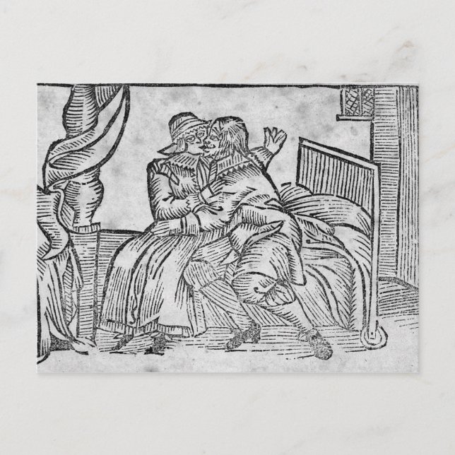 Ett par kissing, illustration "Roxburghe Ballads" Vykort (Framsida)