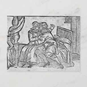 Ett par kissing, illustration "Roxburghe Ballads" Vykort