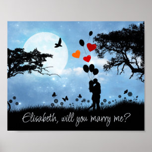 Ett par Kissing Romantic Kan du gifta mig Poster