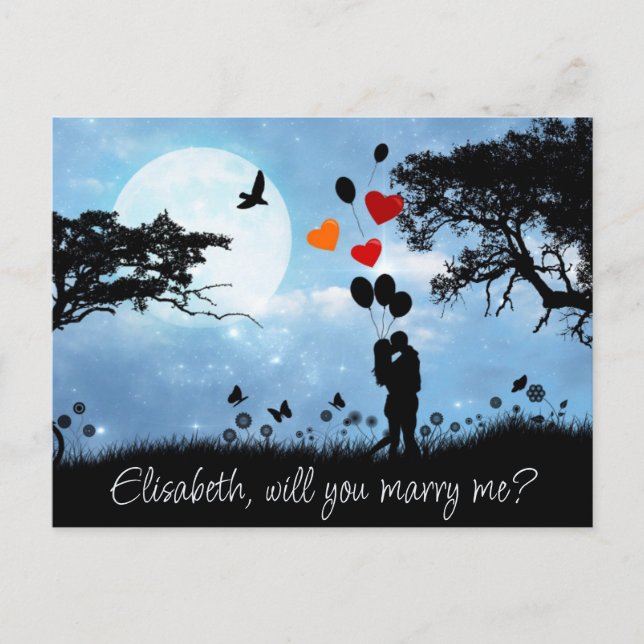 Ett par Kissing Romantic Kan du gifta mig Vykort (Framsida)