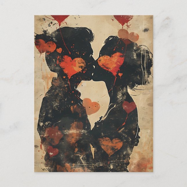 Ett par kysser Alla hjärtans dag Vykort (Framsida)