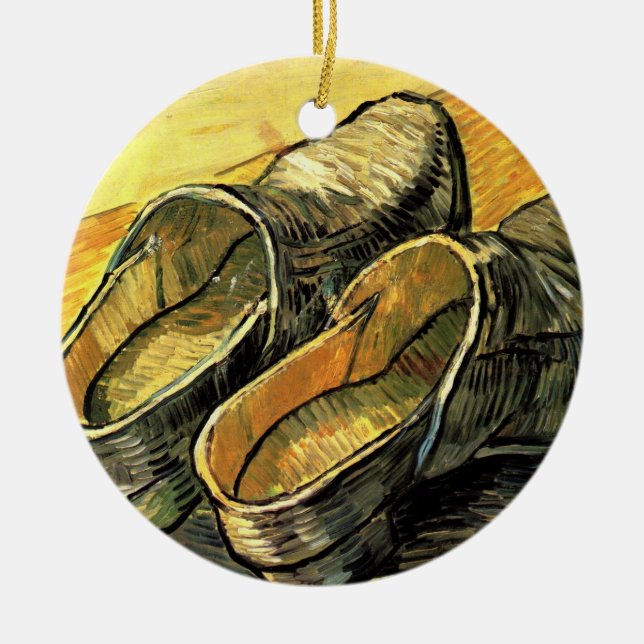 Ett par lädertraskor av Vincent van Gogh Julgransprydnad Keramik (Framsidan)