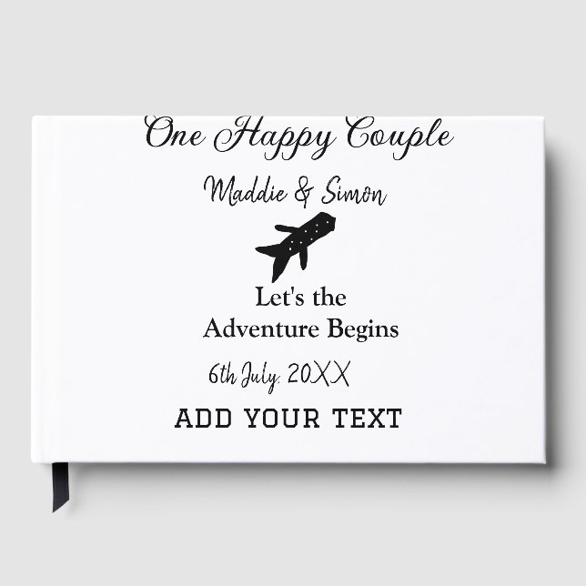 Ett par lycklig låt oss äventyr inleder bröllop co gästböcker (Framsida)