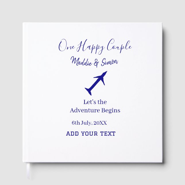 Ett par lycklig låt oss äventyr inleder bröllop co gästböcker (Framsida)