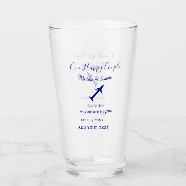 Ett par lycklig låt oss äventyr inleder bröllop co glaskopp (Framsida)