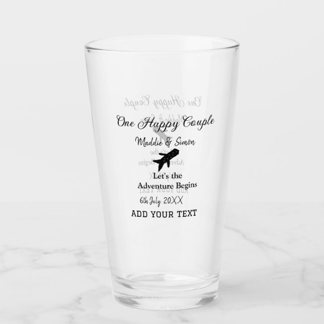 Ett par lycklig låt oss äventyr inleder bröllop co glaskopp (Framsida)