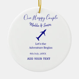 Ett par lycklig låt oss äventyr inleder bröllop co julgransprydnad keramik