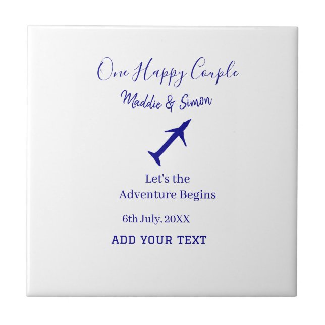 Ett par lycklig låt oss äventyr inleder bröllop co kakelplatta (Framsidan)