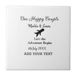 Ett par lycklig låt oss äventyr inleder bröllop co kakelplatta