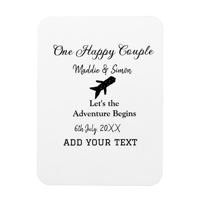 Ett par lycklig låt oss äventyr inleder bröllop co magnet (Vertikal)