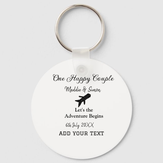 Ett par lycklig låt oss äventyr inleder bröllop co nyckelring (Framsida)